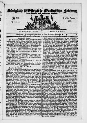 Königlich privilegirte Berlinische Zeitung von Staats- und gelehrten Sachen vom 25.01.1857