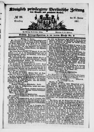 Königlich privilegirte Berlinische Zeitung von Staats- und gelehrten Sachen vom 27.01.1857