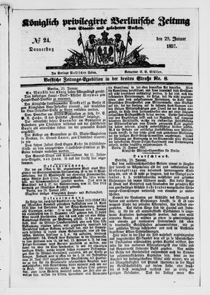 Königlich privilegirte Berlinische Zeitung von Staats- und gelehrten Sachen vom 29.01.1857