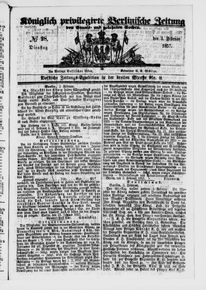 Königlich privilegirte Berlinische Zeitung von Staats- und gelehrten Sachen on Feb 3, 1857