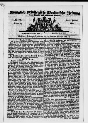 Königlich privilegirte Berlinische Zeitung von Staats- und gelehrten Sachen vom 08.02.1857