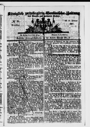 Königlich privilegirte Berlinische Zeitung von Staats- und gelehrten Sachen vom 10.02.1857