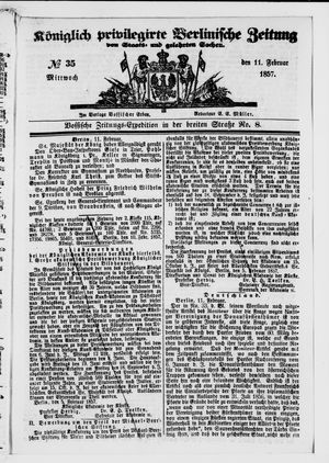 Königlich privilegirte Berlinische Zeitung von Staats- und gelehrten Sachen vom 11.02.1857