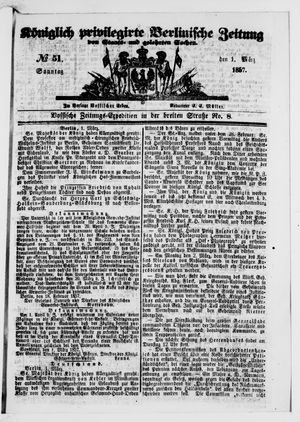 Königlich privilegirte Berlinische Zeitung von Staats- und gelehrten Sachen on Mar 1, 1857
