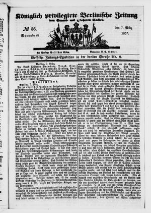 Königlich privilegirte Berlinische Zeitung von Staats- und gelehrten Sachen vom 07.03.1857
