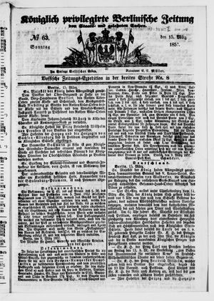 Königlich privilegirte Berlinische Zeitung von Staats- und gelehrten Sachen vom 15.03.1857