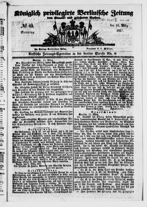 Königlich privilegirte Berlinische Zeitung von Staats- und gelehrten Sachen vom 15.03.1857