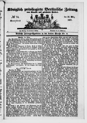 Königlich privilegirte Berlinische Zeitung von Staats- und gelehrten Sachen vom 28.03.1857