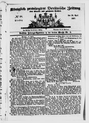 Königlich privilegirte Berlinische Zeitung von Staats- und gelehrten Sachen vom 28.04.1857