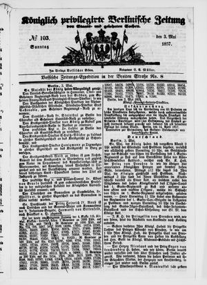 Königlich privilegirte Berlinische Zeitung von Staats- und gelehrten Sachen on May 3, 1857