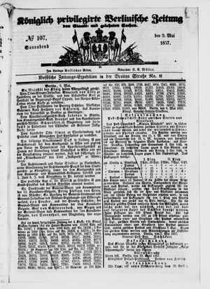 Königlich privilegirte Berlinische Zeitung von Staats- und gelehrten Sachen vom 09.05.1857