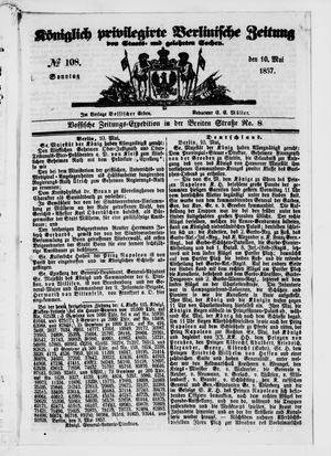 Königlich privilegirte Berlinische Zeitung von Staats- und gelehrten Sachen on May 10, 1857