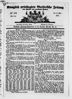 Königlich privilegirte Berlinische Zeitung von Staats- und gelehrten Sachen on May 15, 1857