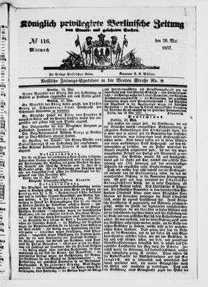 Königlich privilegirte Berlinische Zeitung von Staats- und gelehrten Sachen vom 20.05.1857
