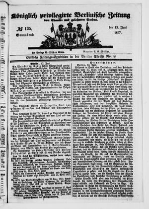 Königlich privilegirte Berlinische Zeitung von Staats- und gelehrten Sachen vom 13.06.1857