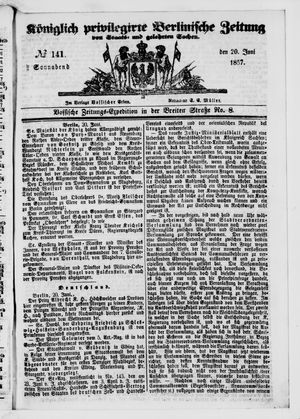 Königlich privilegirte Berlinische Zeitung von Staats- und gelehrten Sachen vom 20.06.1857