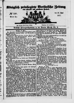 Königlich privilegirte Berlinische Zeitung von Staats- und gelehrten Sachen vom 28.06.1857