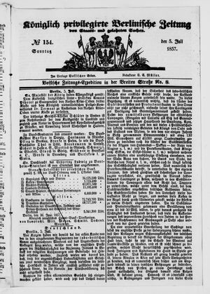 Königlich privilegirte Berlinische Zeitung von Staats- und gelehrten Sachen vom 05.07.1857