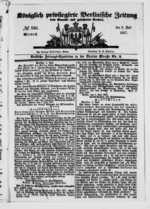 Königlich privilegirte Berlinische Zeitung von Staats- und gelehrten Sachen vom 08.07.1857