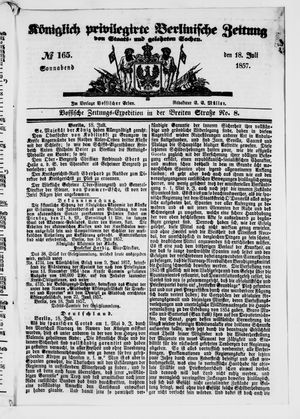 Königlich privilegirte Berlinische Zeitung von Staats- und gelehrten Sachen vom 18.07.1857