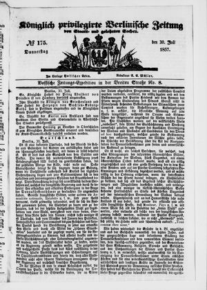 Königlich privilegirte Berlinische Zeitung von Staats- und gelehrten Sachen vom 30.07.1857