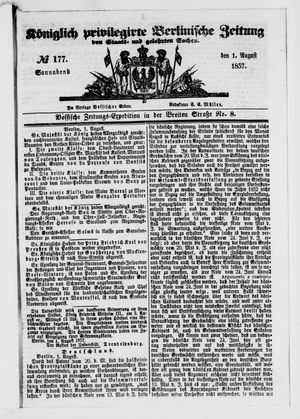 Königlich privilegirte Berlinische Zeitung von Staats- und gelehrten Sachen vom 01.08.1857
