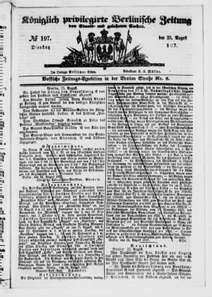 Königlich privilegirte Berlinische Zeitung von Staats- und gelehrten Sachen vom 25.08.1857