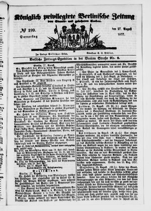 Königlich privilegirte Berlinische Zeitung von Staats- und gelehrten Sachen on Aug 27, 1857