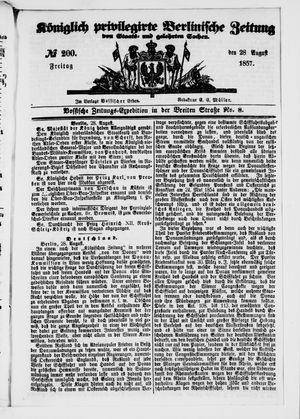 Königlich privilegirte Berlinische Zeitung von Staats- und gelehrten Sachen vom 28.08.1857
