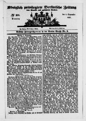 Königlich privilegirte Berlinische Zeitung von Staats- und gelehrten Sachen vom 06.09.1857