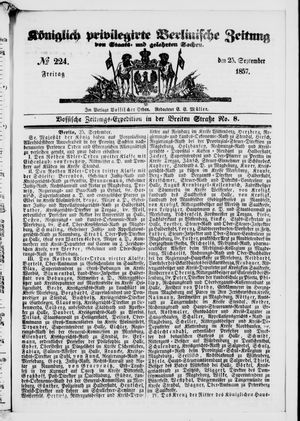 Königlich privilegirte Berlinische Zeitung von Staats- und gelehrten Sachen vom 25.09.1857