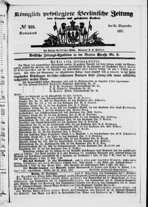 Königlich privilegirte Berlinische Zeitung von Staats- und gelehrten Sachen vom 26.09.1857