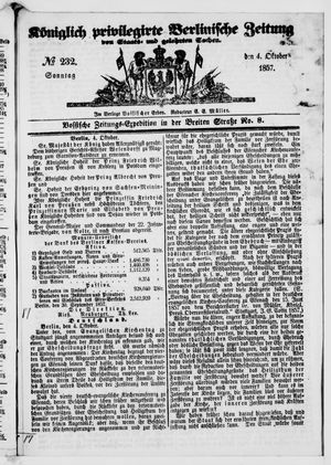 Königlich privilegirte Berlinische Zeitung von Staats- und gelehrten Sachen vom 04.10.1857