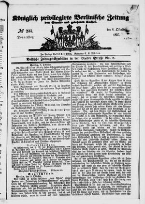 Königlich privilegirte Berlinische Zeitung von Staats- und gelehrten Sachen vom 08.10.1857