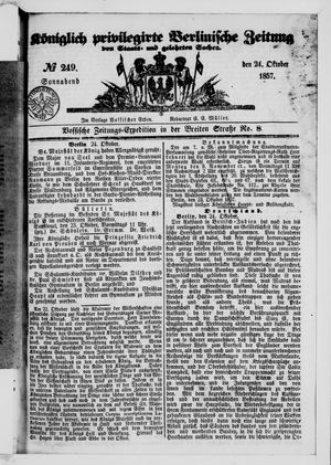 Königlich privilegirte Berlinische Zeitung von Staats- und gelehrten Sachen vom 24.10.1857