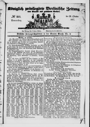 Königlich privilegirte Berlinische Zeitung von Staats- und gelehrten Sachen vom 29.10.1857