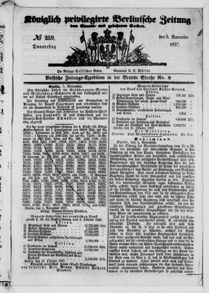Königlich privilegirte Berlinische Zeitung von Staats- und gelehrten Sachen vom 05.11.1857