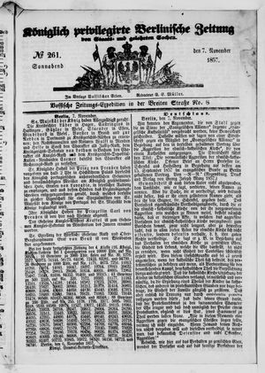 Königlich privilegirte Berlinische Zeitung von Staats- und gelehrten Sachen on Nov 7, 1857