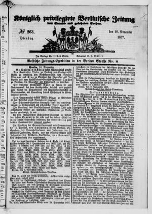 Königlich privilegirte Berlinische Zeitung von Staats- und gelehrten Sachen vom 10.11.1857