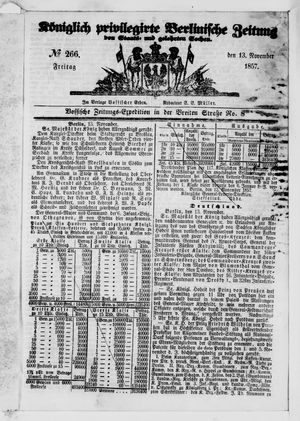 Königlich privilegirte Berlinische Zeitung von Staats- und gelehrten Sachen vom 13.11.1857