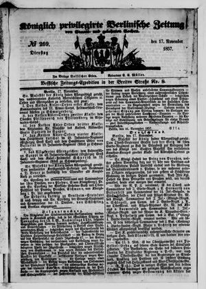 Königlich privilegirte Berlinische Zeitung von Staats- und gelehrten Sachen vom 17.11.1857