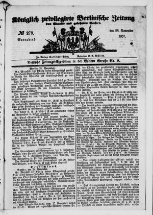 Königlich privilegirte Berlinische Zeitung von Staats- und gelehrten Sachen vom 28.11.1857