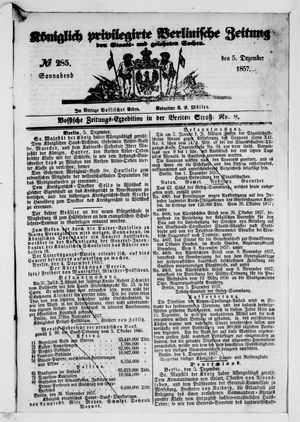 Königlich privilegirte Berlinische Zeitung von Staats- und gelehrten Sachen vom 05.12.1857