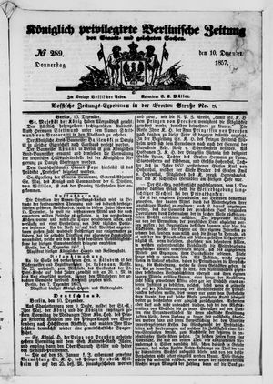 Königlich privilegirte Berlinische Zeitung von Staats- und gelehrten Sachen vom 10.12.1857