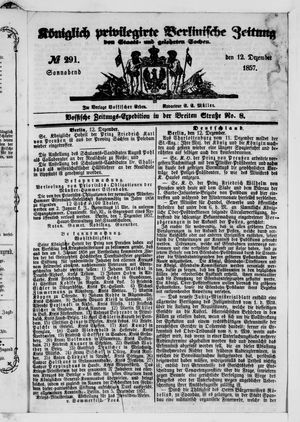 Königlich privilegirte Berlinische Zeitung von Staats- und gelehrten Sachen vom 12.12.1857