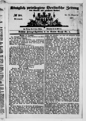 Königlich privilegirte Berlinische Zeitung von Staats- und gelehrten Sachen vom 16.12.1857