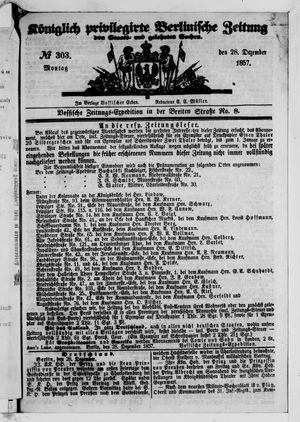 Königlich privilegirte Berlinische Zeitung von Staats- und gelehrten Sachen vom 28.12.1857