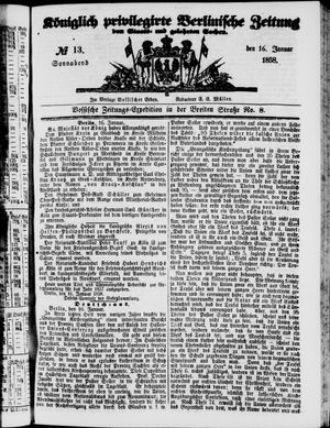 Königlich privilegirte Berlinische Zeitung von Staats- und gelehrten Sachen on Jan 16, 1858