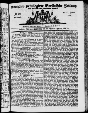 Königlich privilegirte Berlinische Zeitung von Staats- und gelehrten Sachen vom 27.01.1858