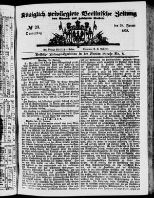 Königlich privilegirte Berlinische Zeitung von Staats- und gelehrten Sachen vom 28.01.1858